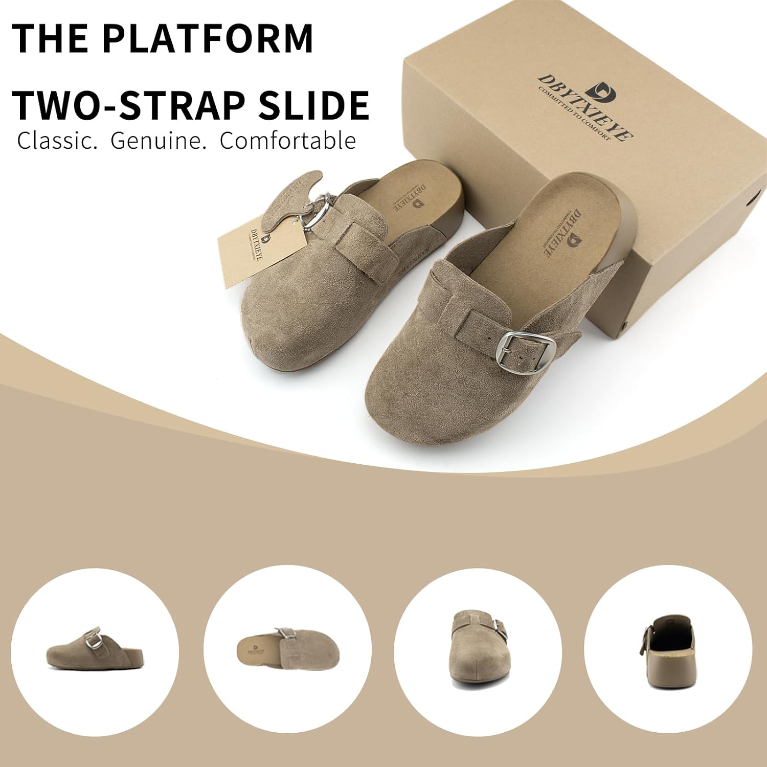 Platform Clogs for Women Genuine Leather Mules with Arch Support Comfortable Memory Foam Slip-On Casual Shoes Non-Slip Footwear Shoes
