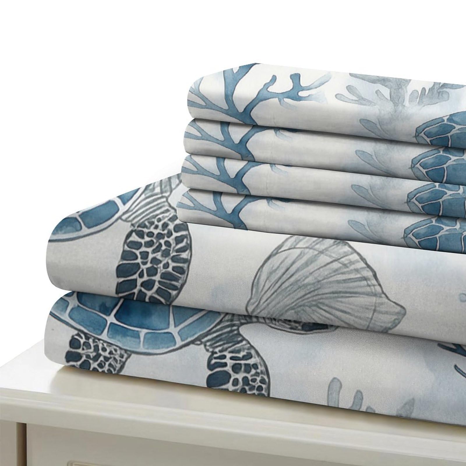 3 Piezas Microfibra de poliéster Sea Turtles Juego Fundas Edredón Estampado 3D Fundas Almohada Transpirable Watercolor Océano Funda de Edredón for Familia Super King（260x220cm）