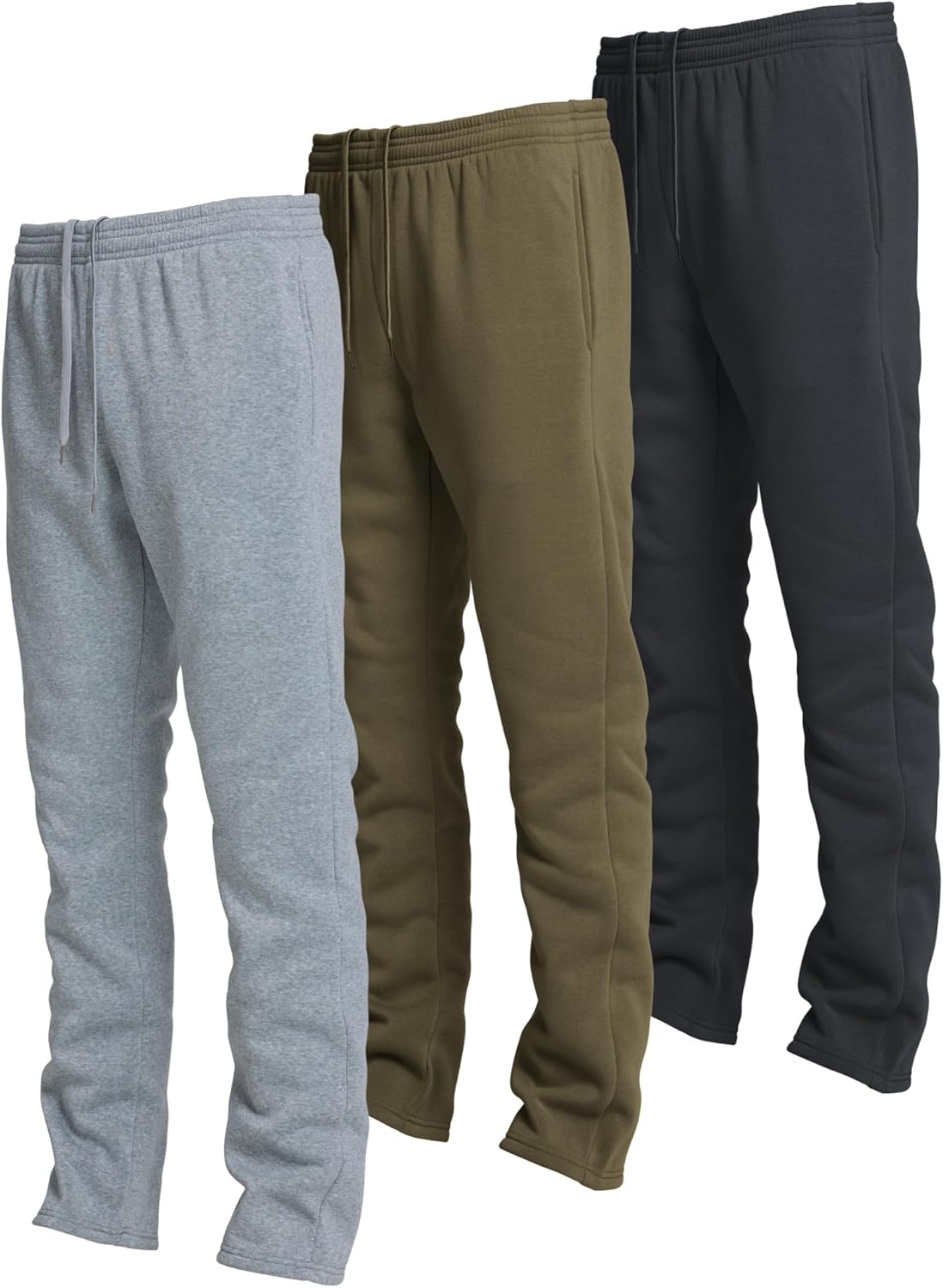 Ultra Performance 3 Pack Mens Open Bottom Sweatpants with Pockets, Casual Sweatpants for Men