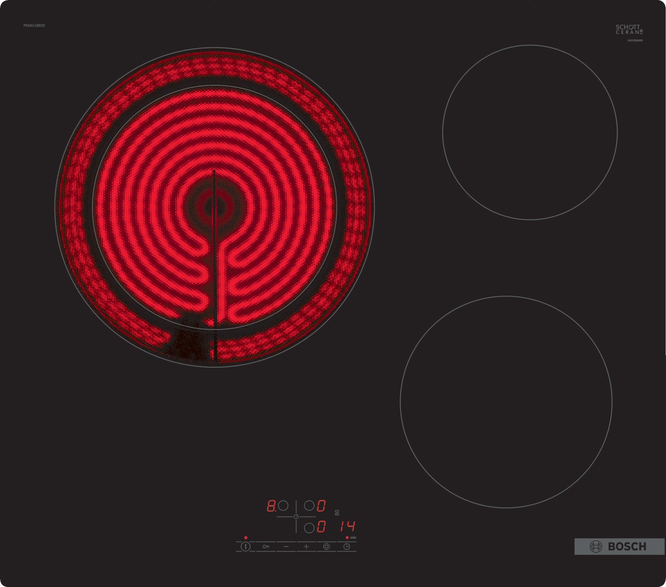 Bosch PKK611BB8E Serie 4 - Placa eléctrica - 3 fogones - 60 cm - Potencia 5700 W - Negro