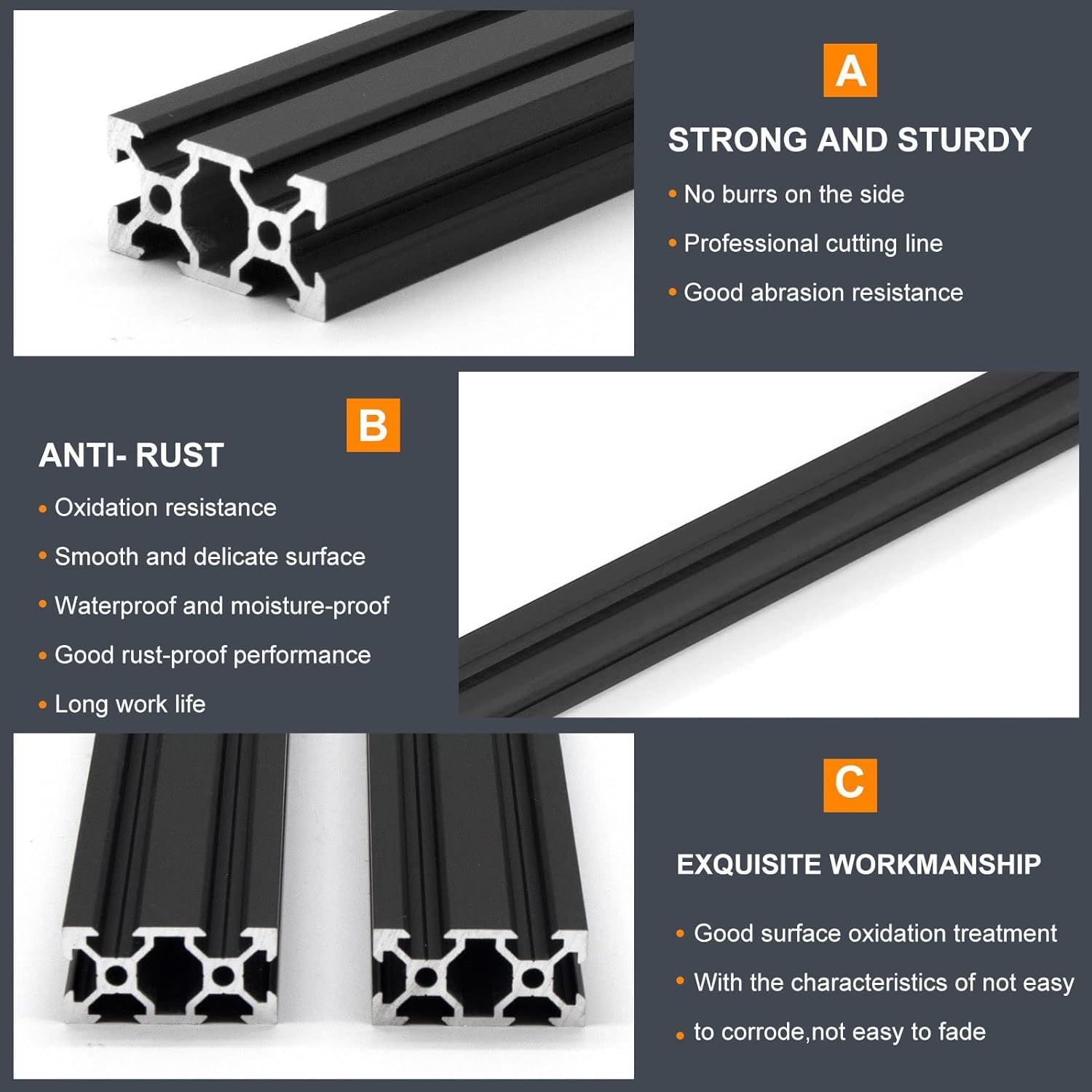 5Pcs V Slot 2040 Aluminum Extrusion Profile 800mm(31.4'') Black — Amazon image 5