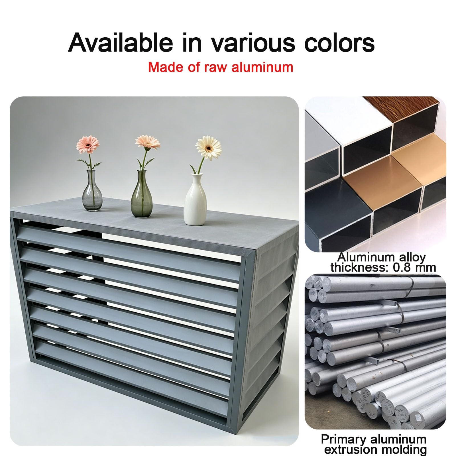 Odporna na warunki atmosferyczne osłona klimatyzatora zewnętrznego, mini dzielona osłona ze stopu aluminium, trwała ochrona do ogrodu i tarasu, 110 x 80 cm / 43.3x31.5in (43,3 x 31,5 cala)