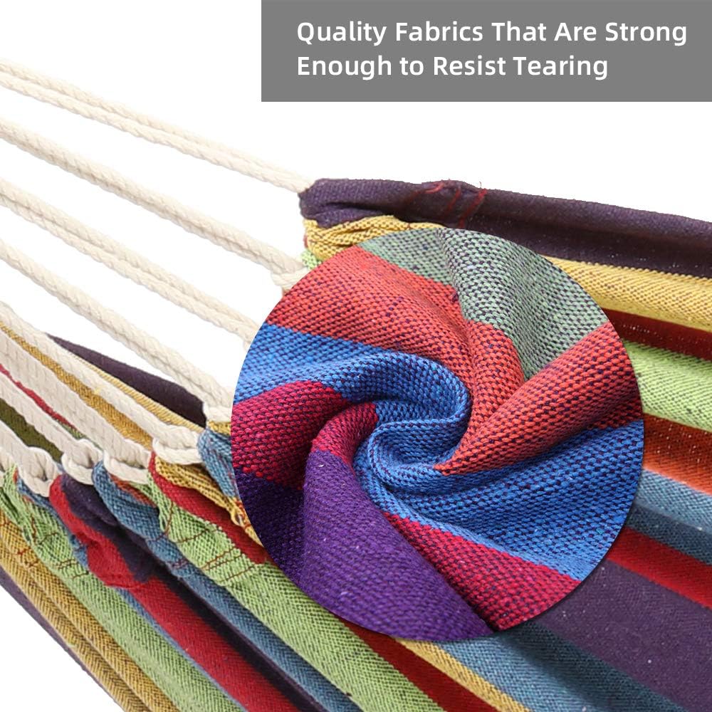 ONCLOUD Double Hammock with Stand 9ft Space Saving Steel Stand,Portable Carrying Case (Rainbow)
