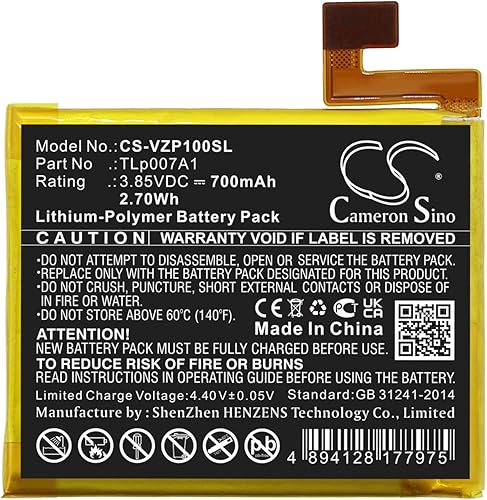 Miniatura 3 de Batería de repuesto para PVG100 Palm PVG100EU PVG100E compatible con TLp007A1 (700 mAh)