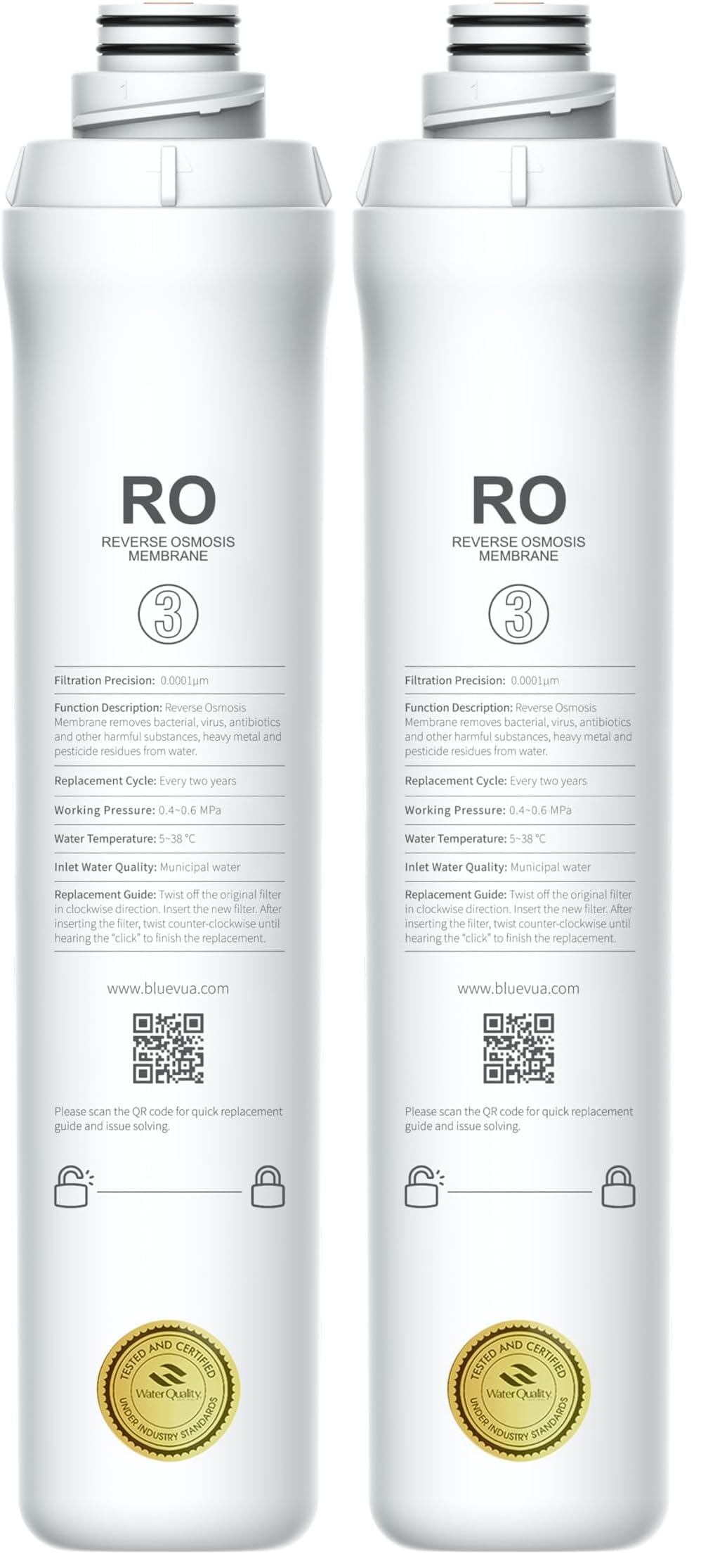 Bluevua Official ROPOT PP Filter, Replacement for RO100ROPOT, 1-year Lifetime-1st Stage (Pack of 2)