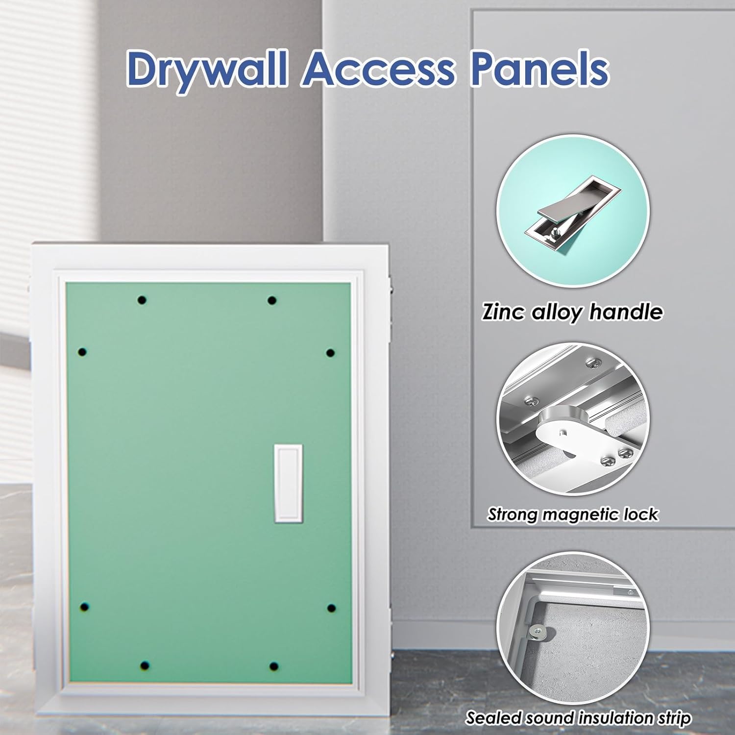 Utility Wall Cover Plate Plumbing Access Panel for Drywall,Inspection Hatch Attic Door,Flush Mount Vertical Door with Handle and Magnetic Switch,for Electrical & Heating Pipe