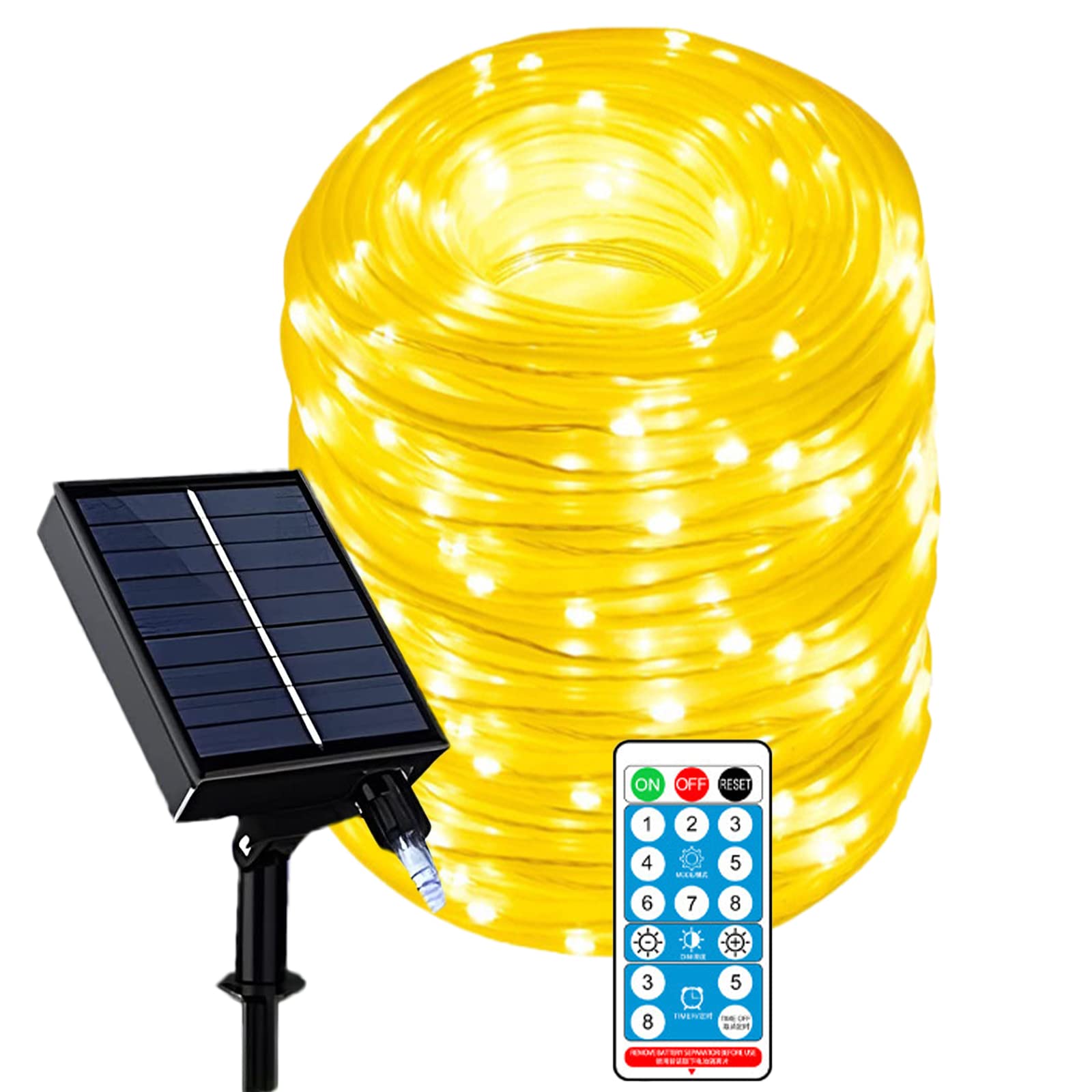 KINGCOO Outdoor 300LED Solar Rope Lights, Waterproof 32M LED Rope Tube Copper Wire Solar Pipe Fairy String Lights with Remote and Timer for Garden Tree Wedding Party Christmas Decoration (Warm White) — image 1