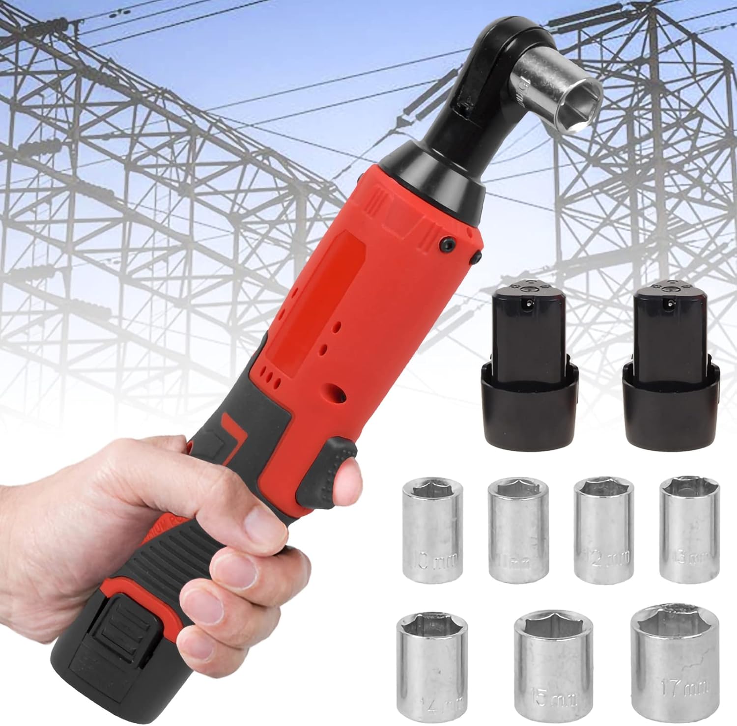 AOMINOHOMA 3/8'' Cordless Electric Ratchet Wrench Set,12V