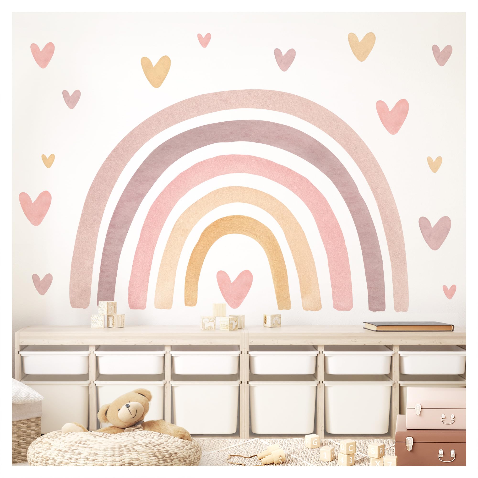 Little Deco Wandtattoo Regenbogen mit Herzen rosa gelb DL5091 XL