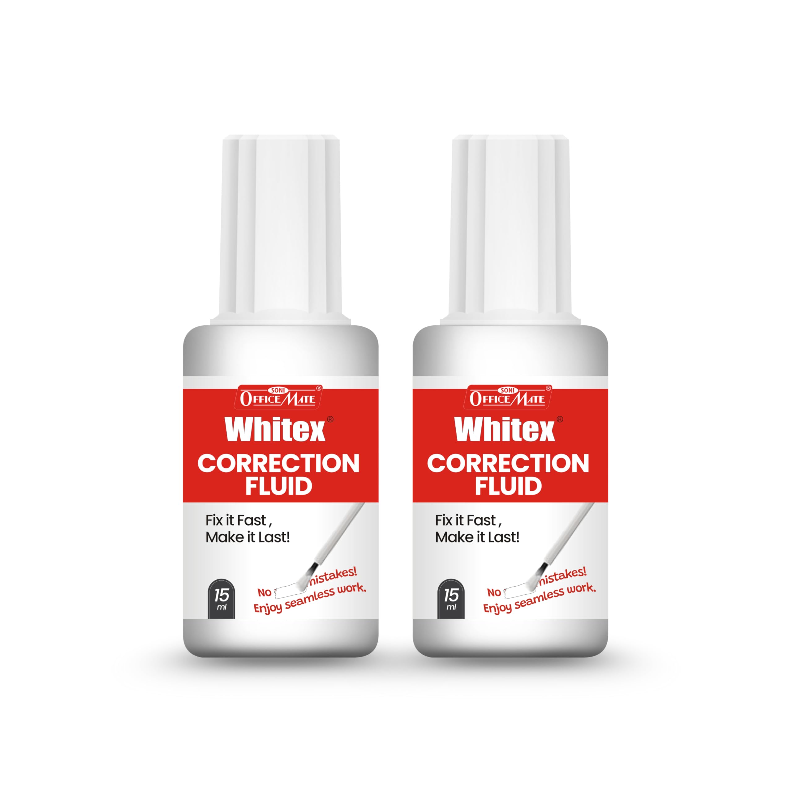 Soni Officemate Whitex Correction Fluid – 15ml | Pack of 8 | Instant Drying, High Coverage & Eco-Friendly | Smooth Application | Ideal for Office, School & Home-image-27