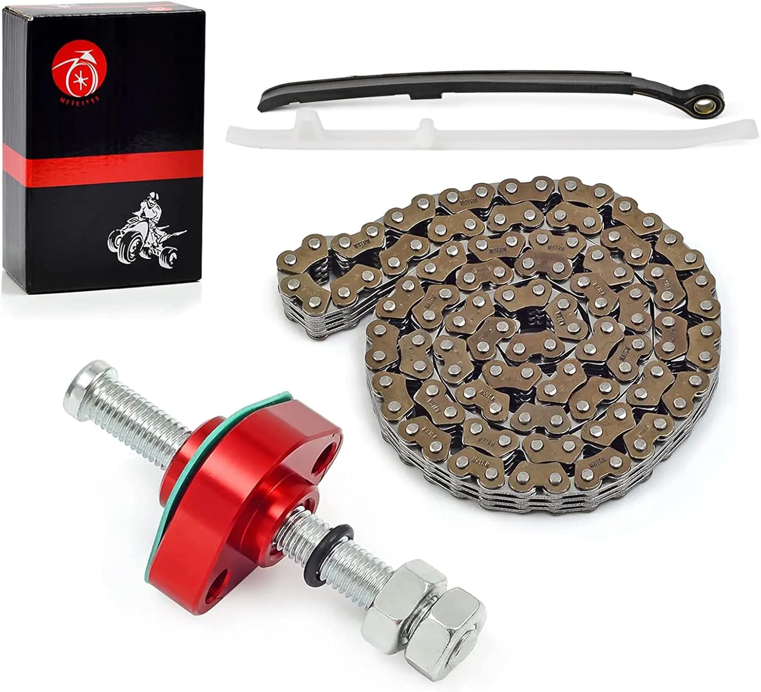 Cam Timing Chain & CNC Tensioner & Guides Compatible With Honda TRX450R 2004 2005 Sportrax 450 14510-HP1-670 14620-HP1-670 14401-HP1-671 14520-HP1-671