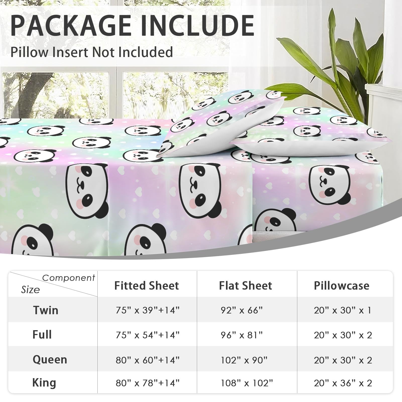 WeCozy Queen Sheet Set - Rainbow Panda Microfiber Bedding With 14" Deep Pocket - View #11
