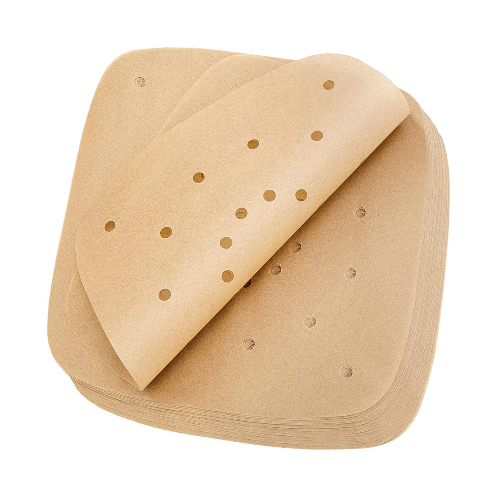 100 Pieces Air Fryer Paper, 24 cm, Non-Stick, Waterproof, Oil-proof, Paper for Air Fryer, Microwave Oven, Square (Perforated Brown)