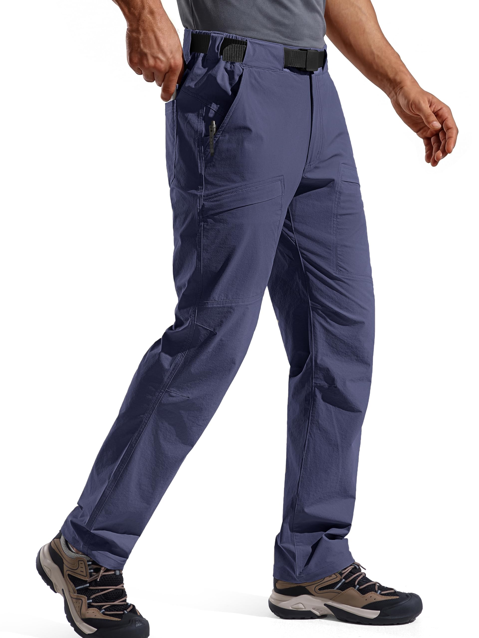 FREE SOLDIER Men's Outdoor Cargo Hiking Pants with Belt Lightweight Waterproof Quick Dry Tactical Pants Nylon Spandex
