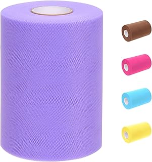 Glarks 1 rollo de tela de tul de 15 cm x 100 yardas de color lila claro, bobina de tela de organza para manualidades, tutú, falda de bebé, decoración de boda, fondo, artesanía, fiesta de cumpleaños,