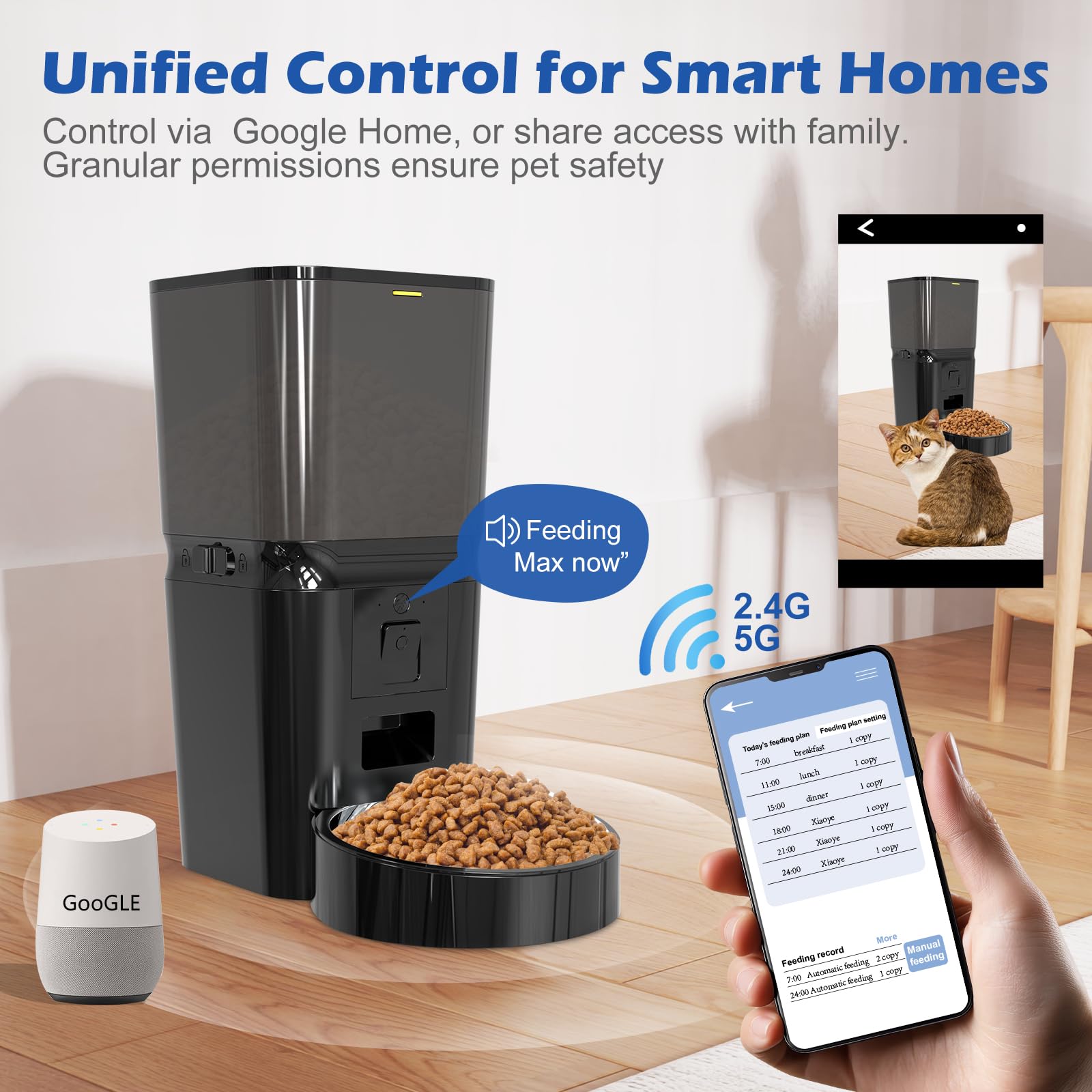 SIATELOO Automatic Cat & Dog Feeder with Camera, 6L Smart WiFi Pet Food Dispenser for Small Pets - Timed Feeding App, Battery Backup, Voice Recorder, Night Vision & Portion Control - image 2