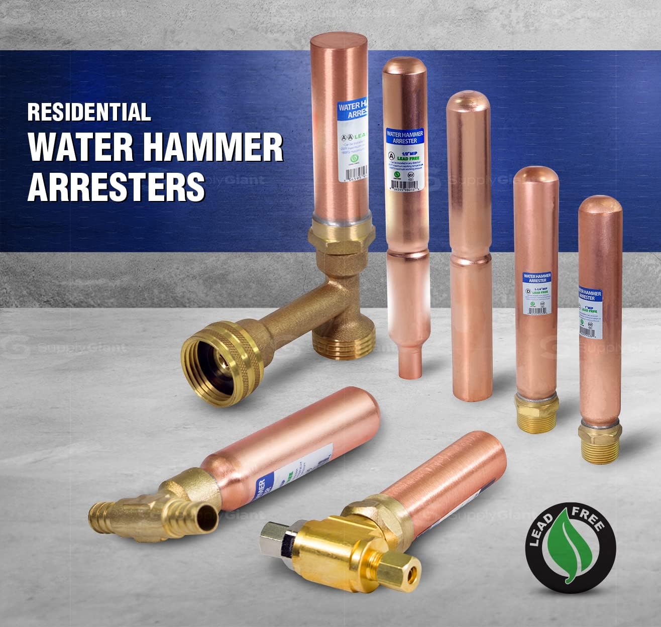 Supply Giant IS-BB-36DPNQ Compression Tee Hammer Arrestor, AA 1/4 in. OD COMP x 1/4 in. OD Femail Compression Copper