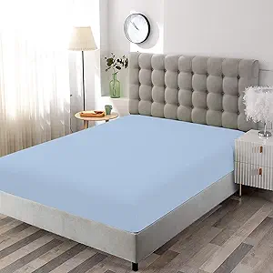 Queen Size Fitted Sheet Egyptian Cotton 1000 Thread Count Royal Blue Bottom Sheets Only Long Staple Breathable Soft Smooth Sateen Weave All Around Elastic - Snug Fit 16" Deep Pocket