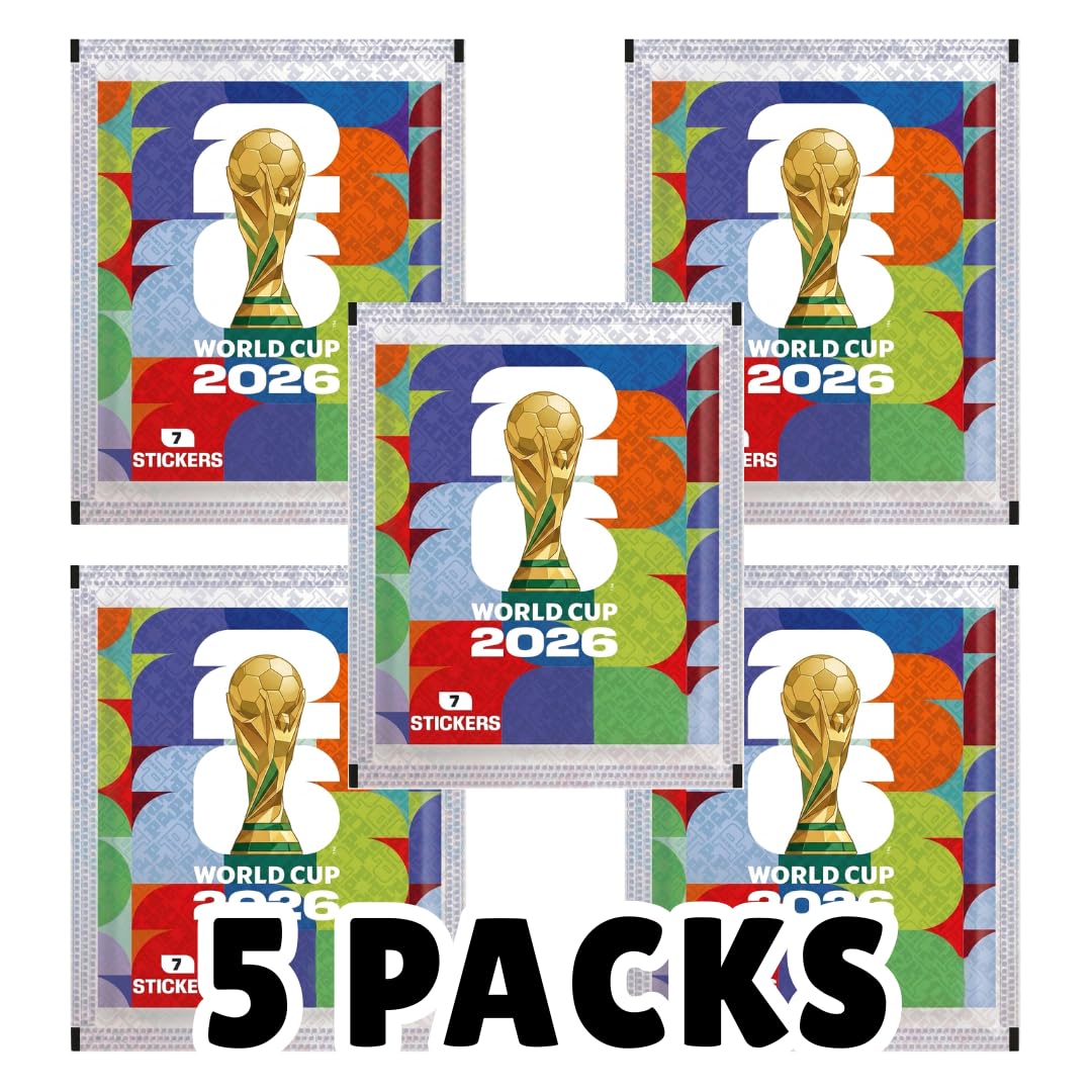 5 x Woreczki z naklejkami World Cup 2026 – łącznie 35 naklejek, oryginalnie uszczelnione dla kolekcjonerów i fanów piłki nożnej + ochrona wysyłki HeartGlobal