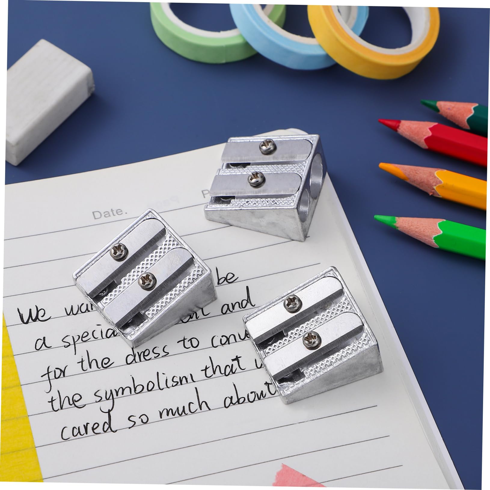 LALAFINA 64stücke Teiliges Aluminium Double Hole Bleistiftspitzer Handlicher Anspitzer Für Verschiedene Stiftgrößen Leicht Tragbar Langlebig Für Schule Und Büro