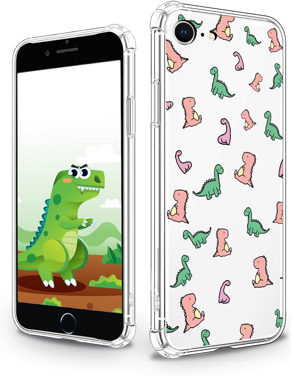 YESPURECase for iPhone SE 2022 Cartoon Designed for iPhone SE 2020 Cute Dinosaurs Design Case for iPhone 7,Case for iPhone 8 Colored Stylish Soft TPU Shockproof Protective Cover