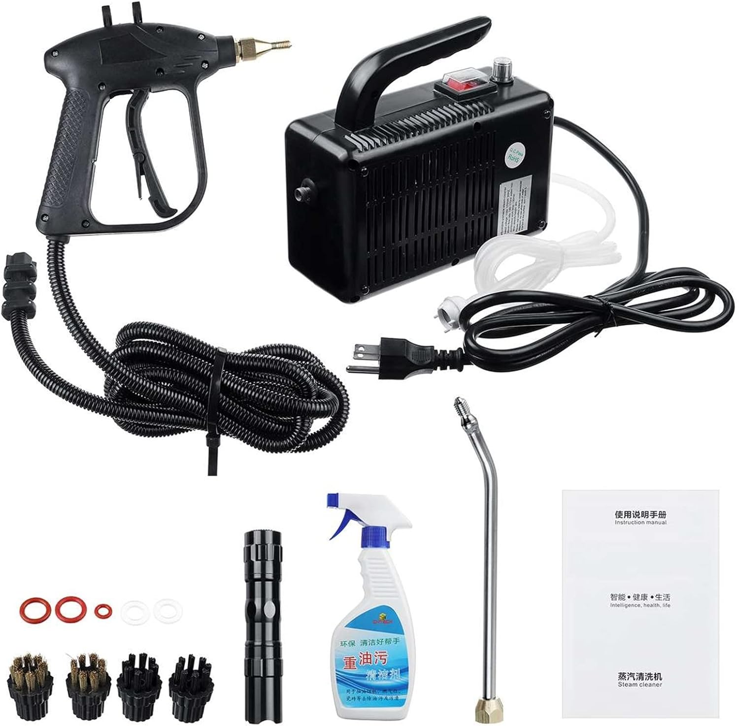 Steam Cleaning High Pressure Steam Cleaner Machine for Air Conditioner Car Mobile Cleaning Machine Home Cleaners Sterilization Disinfector (Color : Black) (Black)