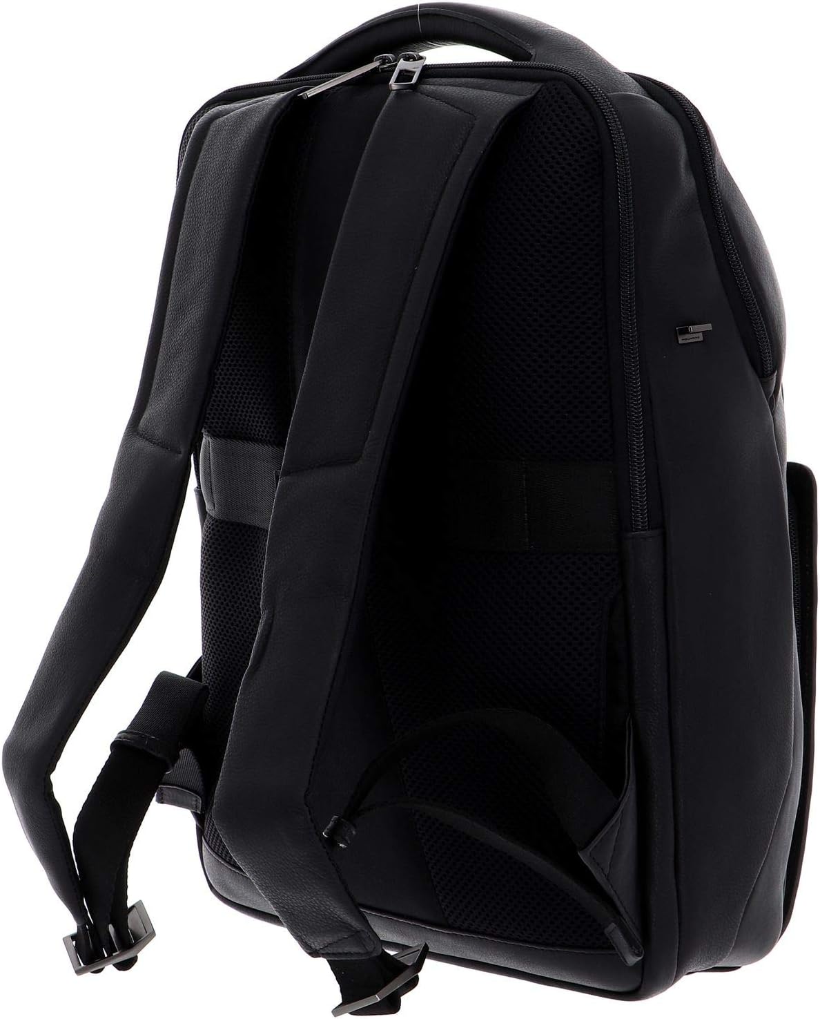 PIQUADRO Akron Leather Backpack Flat PC and RFID Shielding, Black, 15.6 - due scomparti, CA5105AO