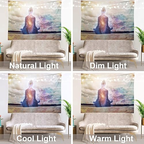 Miniatura 6 de Shrahala Tapiz de meditación, Buda Zen Happiness para colgar en la pared, tapiz grande psicodélico, tapiz decorativo para dormitorio, sala de estar,