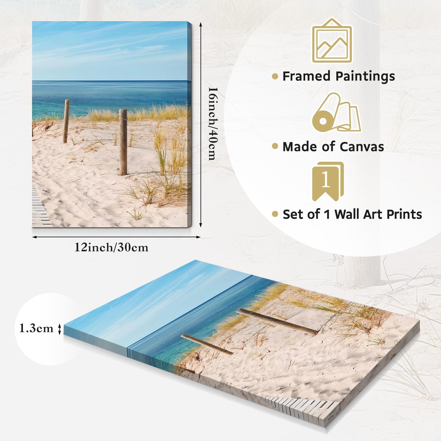Dazzlewall Plage Murale Art Affiche 3 Pcs Ciel Bleu Mer Côte 12x16 in