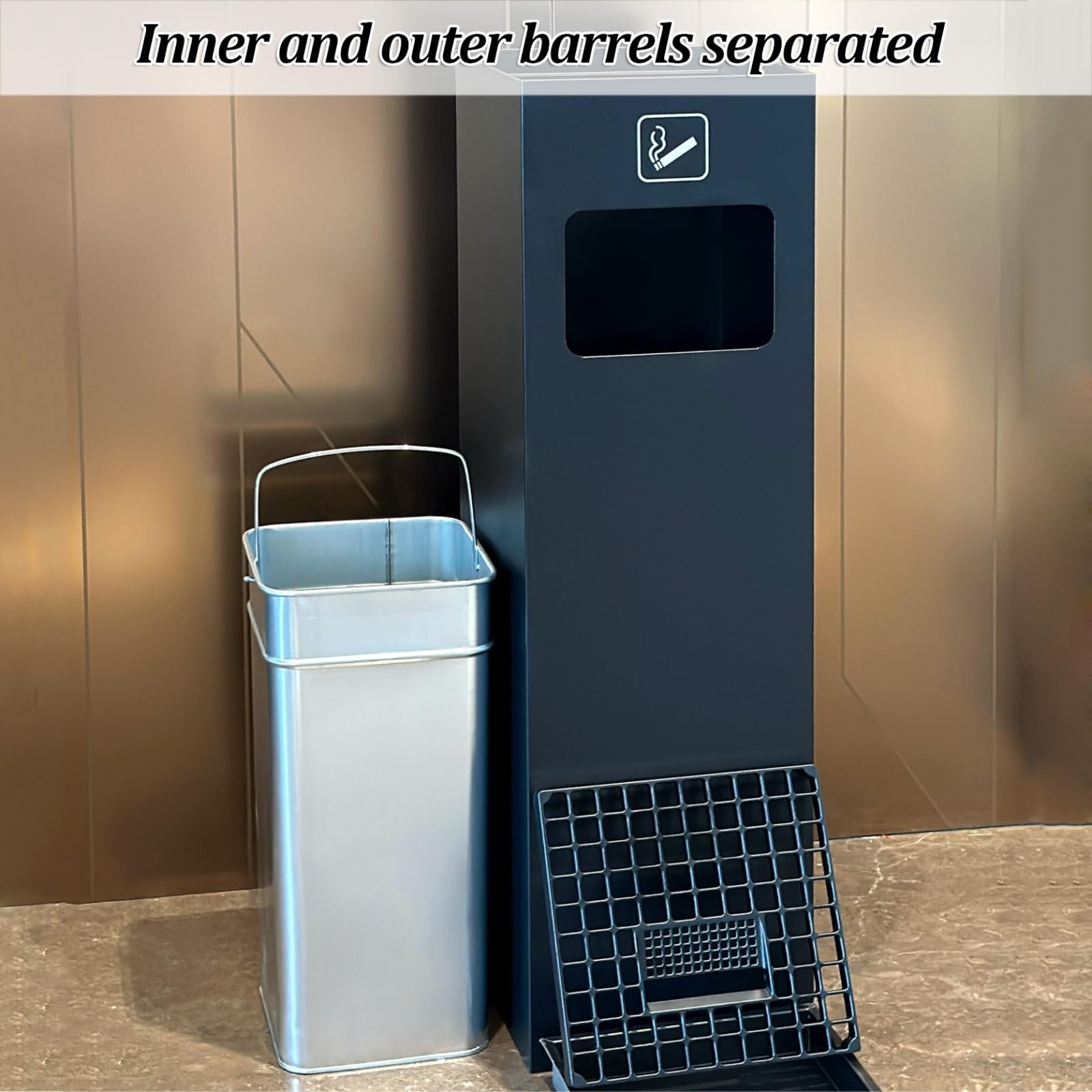 Heavy Duty Outdoor Ash Trash Bin, odporny na rdzę metalowy uchwyt do usuwania niedopałek z wyjmowanym wędlem wnętrznym do Garden Patio Hotel Park, oszczędność miejsca w pionowym projekcie
