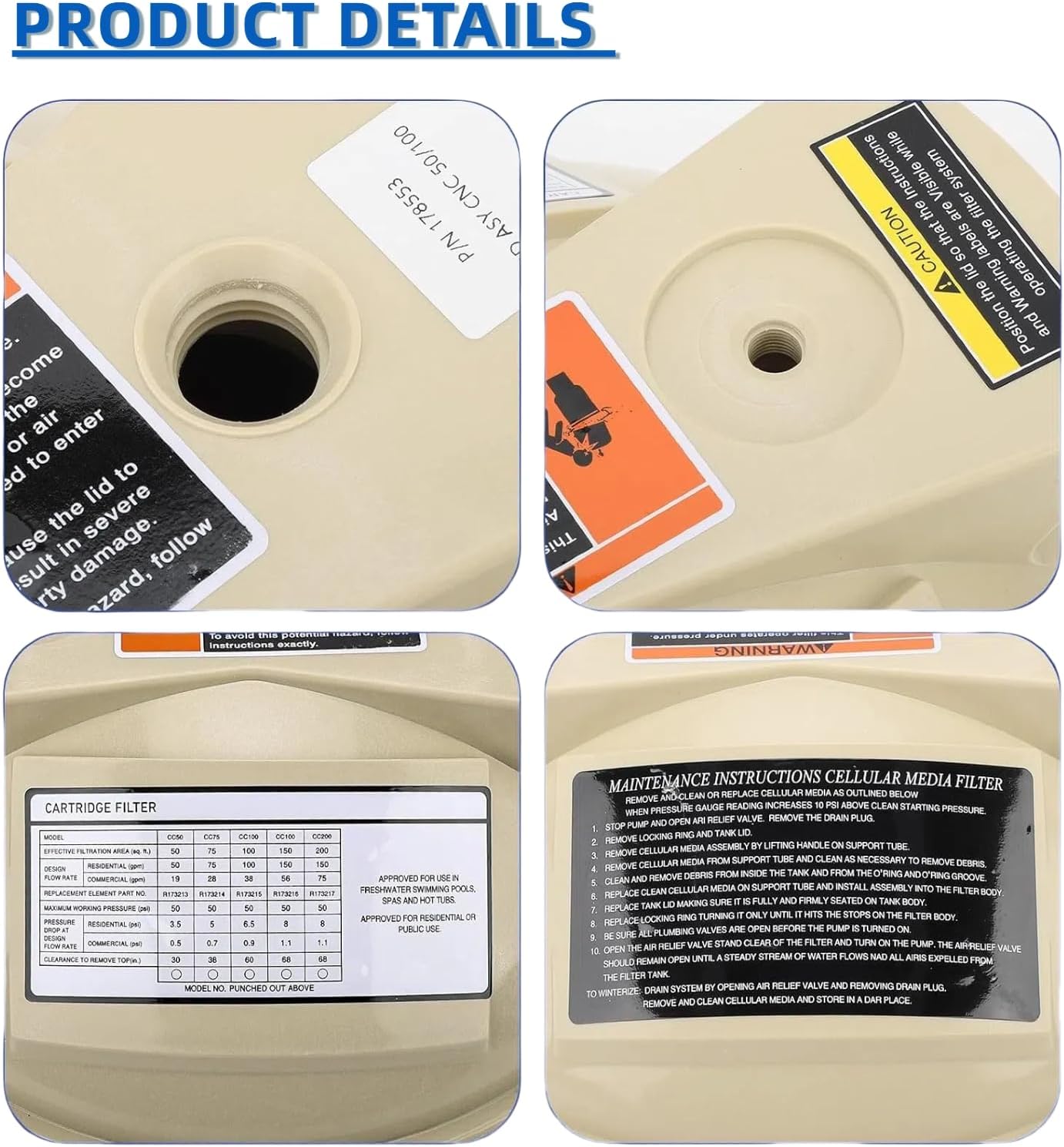 178561 Almond Lid Assembly Replacement Pool and Spa Filter 12 Inch Replacment for Pentair 178561 Almond Lid Assembly (178561)