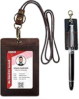 Vista 24 de boshiho - Soporte para tarjetas de identificación de crédito de piel auténtica con cordón elástico para el cuello, estilo vertical (negro)