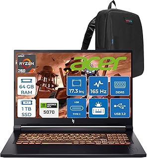 Acer Nitro V17 ANV17 Aı Amd Ryzen™ 7 260 64GB Ddr5 1tb SSD 8GB/RTX5070 85W 17.3"wqxga 2560X1440 165Hz IPS Freedos Gaming Bilgisayar. NHQZKEY001F18+ZETTAÇANTA