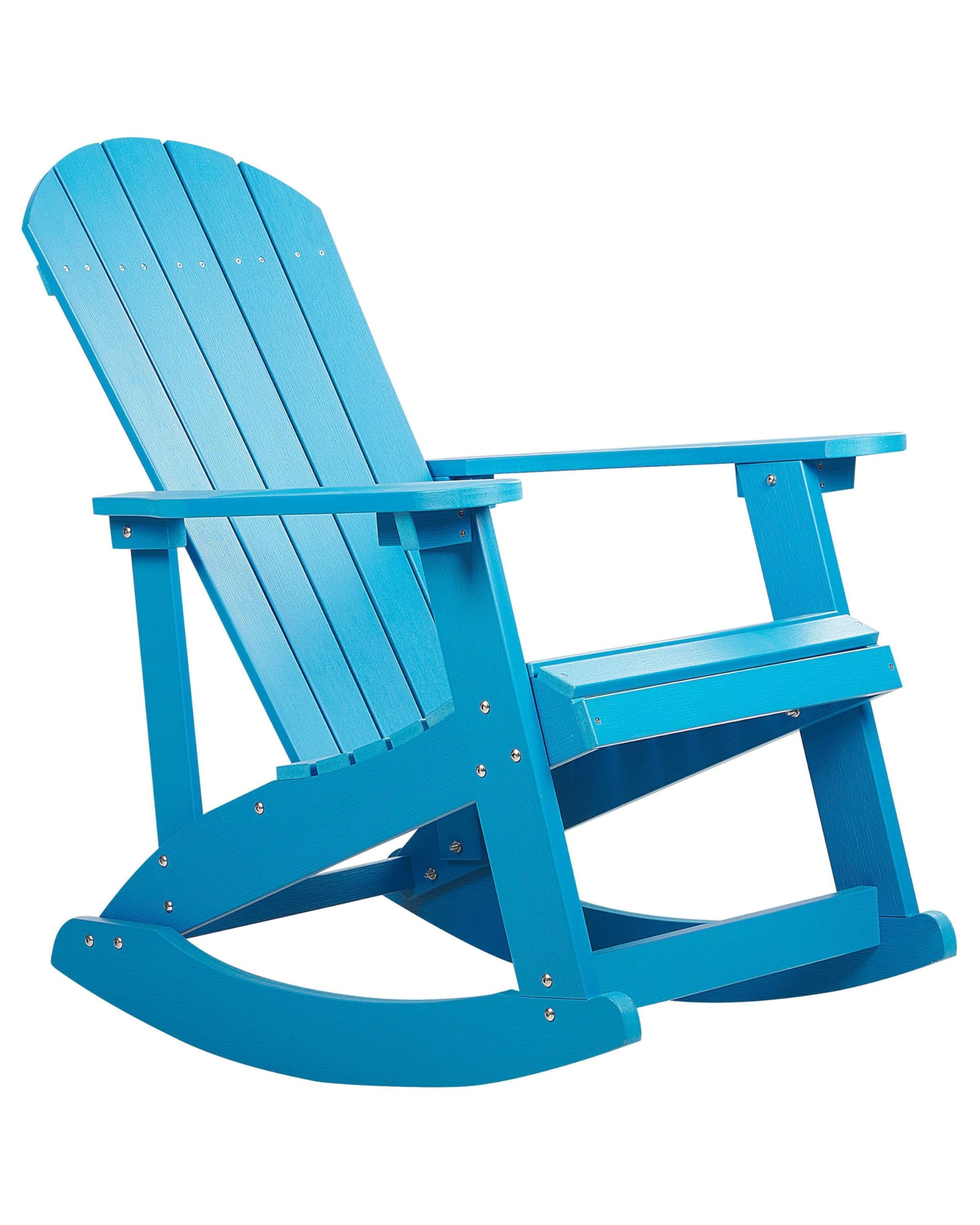 Beliani Moderner Muskoka Garten-Schaukelstuhl in Blau mit Breiten Armlehnen Adirondack