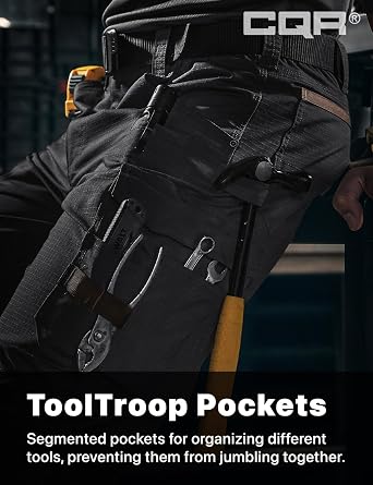 CQR Men's Quick Dry Work Pants, Water Resistant Outdoor Tactical Pants, Lightweight Stretch Cargo Hiking Pants