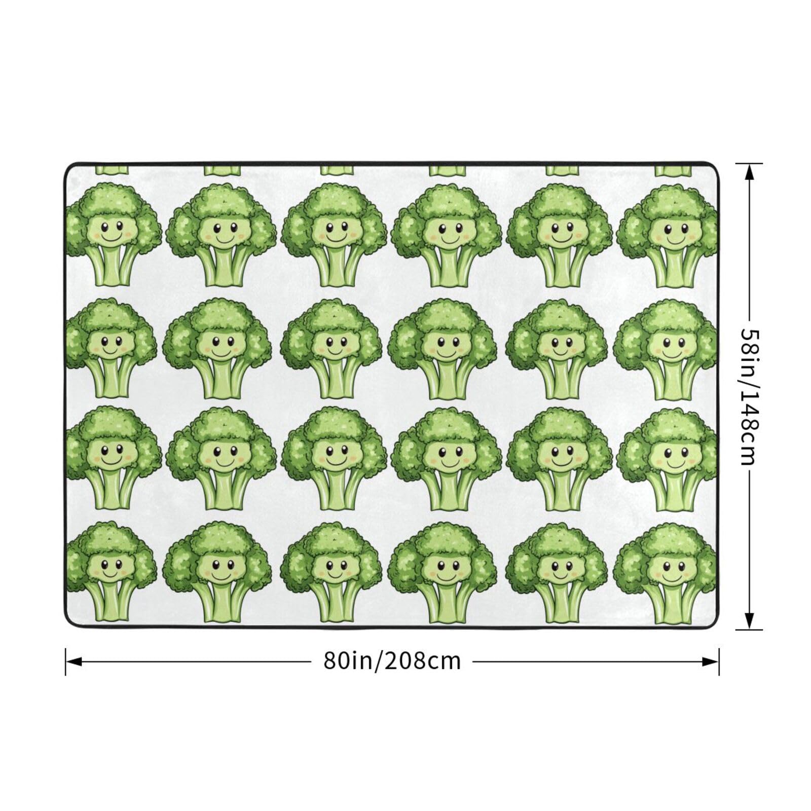 Teppich für Wohnzimmer, niedlicher Cartoon-Blumenkohl, A-Druck, 12,7 x 17,8 cm, für Schlafzimmer, weich, waschbar, rutschfest, für drinnen und draußen, für Esszimmer, Büro, Kinderzimmer, Dekoration