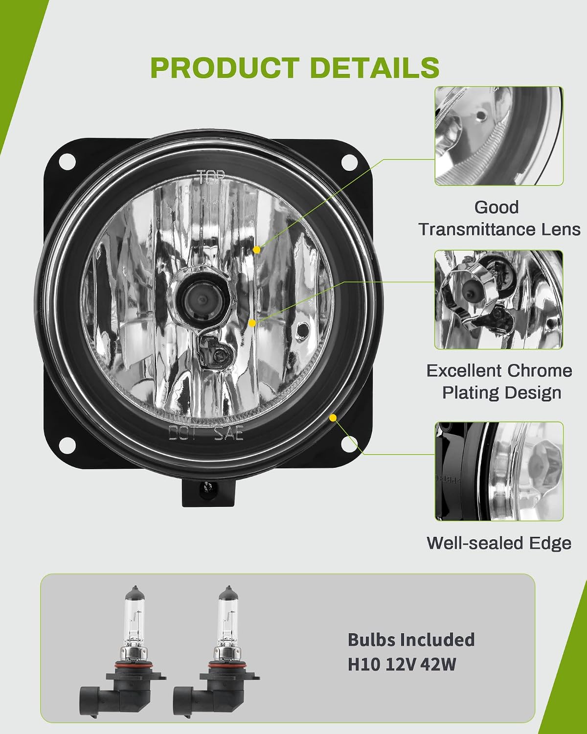 AUTOSAVER88 Fog Lights Compatible with 2002 2003 2004 Ford Focus (SVT Model Only) 2005 2006 Escape 2003 2004 Mustang (Cobra Model Only) 2002 Lincoln LS Fog Light Replacement ,with 12V 42W H10 Bulbs