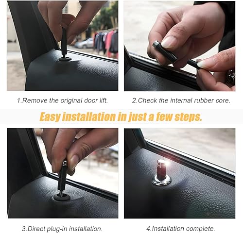 Miniatura 5 de Moly Magnolia 4 pomos para cerradura de puerta de automóvil, cubierta de fibra de carbono con bandera estadounidense, cubierta de pasador de