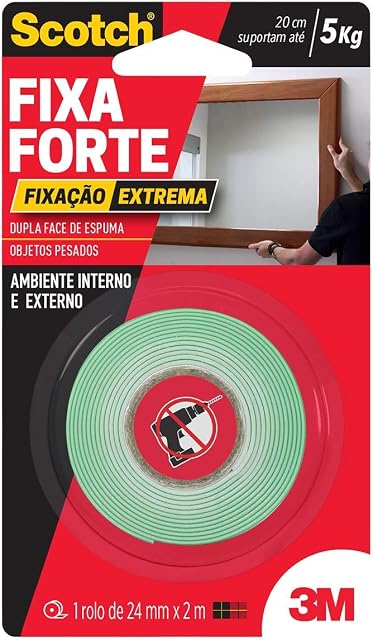 Scotch, 3M, Fixa Forte, Fita Dupla Face, Fixação Extrema, 24mm x 2m