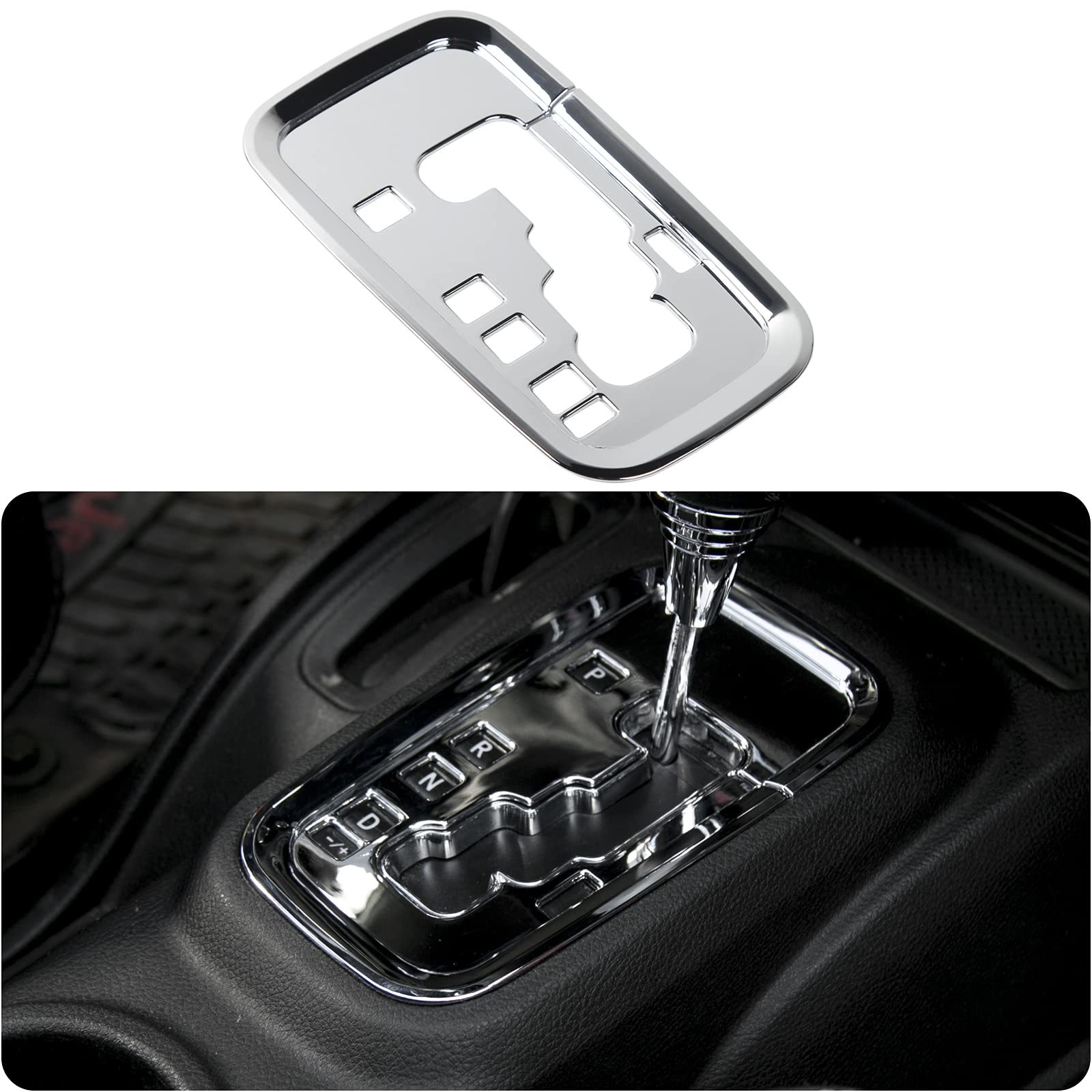 RT-TCZ for Jeep JK Gear Shift Panel Cover Trim for Jeep Wrangler JK JKU 2011-2017 Silver Chrome Interior Accessories 1pcs