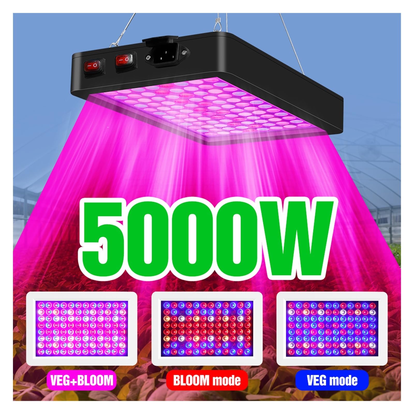Luces de Cultivo, Grow Light Greenhouse Led Grow Lamp LED Grow Light Bulb Full Spectrum Phyto Grow Indoor Tent Indoor Veg Flowers 4000W 5000W(4000W 192leds-01)