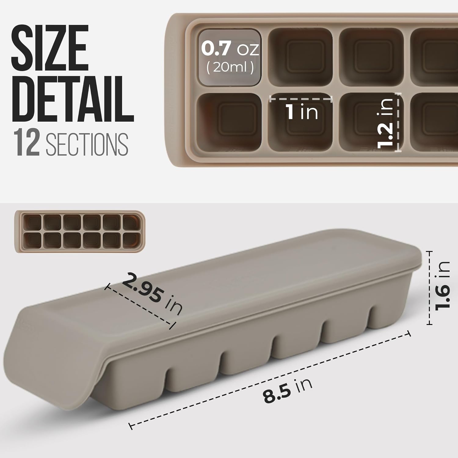 4 Sects Silicone Ice Cube Freezer Tray with Lid,
