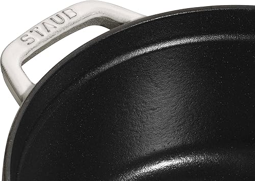 Vista 272 de STAUB Horno holandés de hierro fundido 4-qt Round Cocotte, fabricado en Francia, sirve 3-4, blanco
