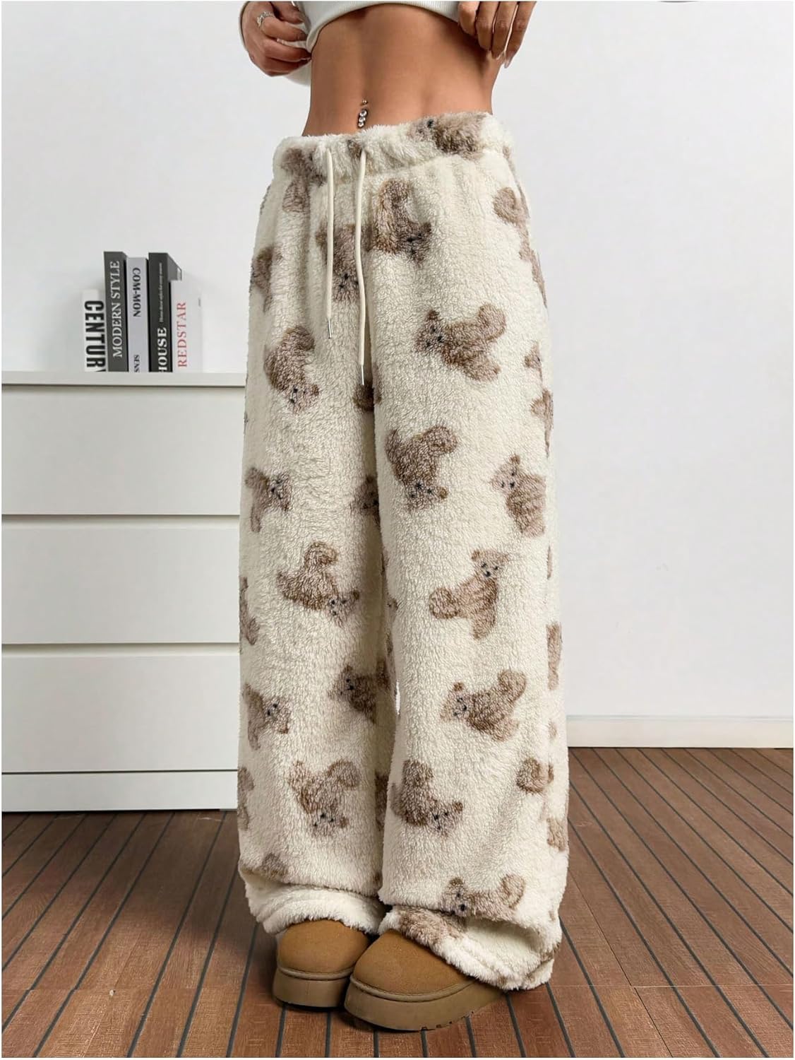 Verdusa Women's Fuzzy Plush Warm Pajama Pants Fleece Lounge Sleepwear Teddy Pj Bottoms Cozy Loungewear - Image 4