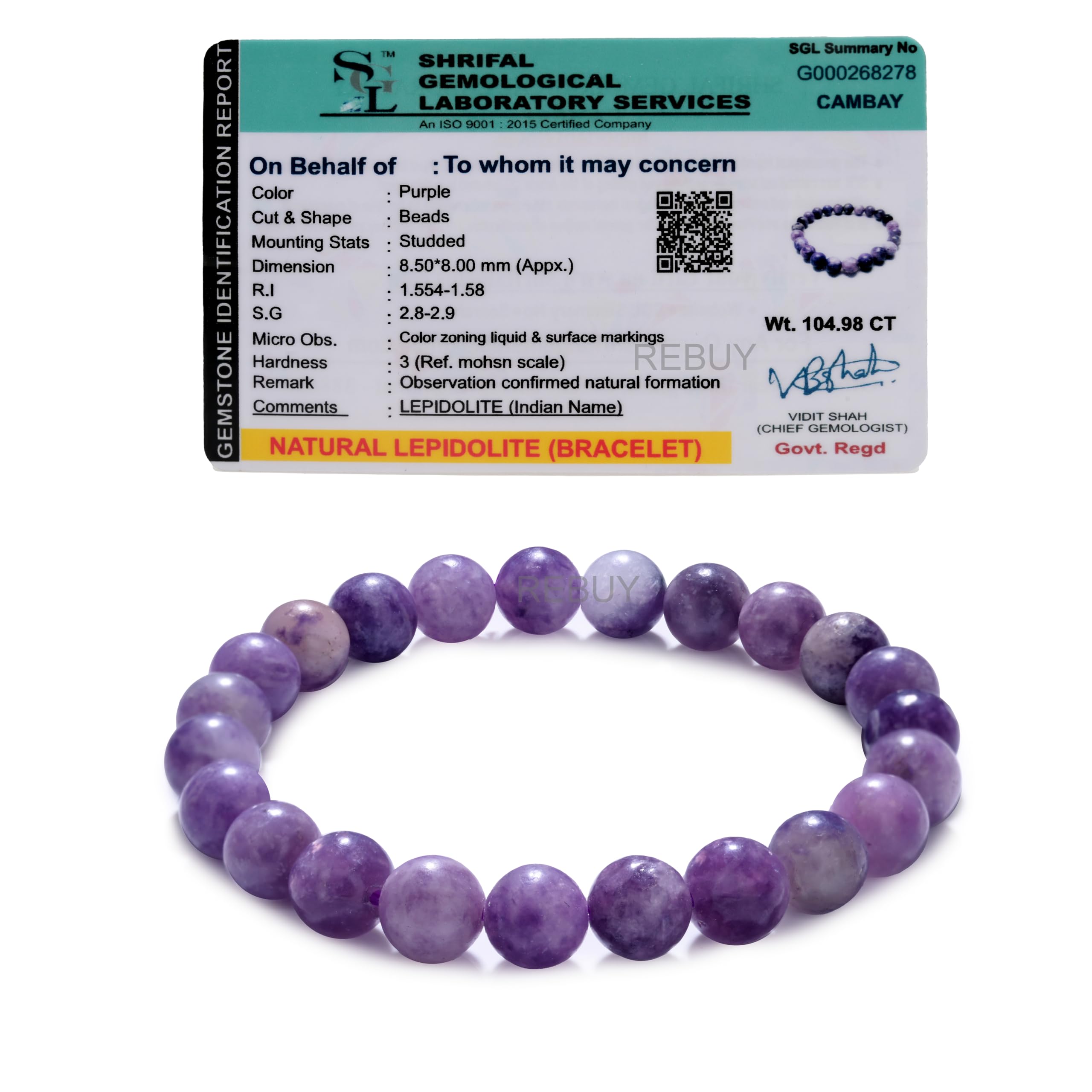 REBUY Lepidolite Bracelet | Natural Gemstone, Healing Crystal for Emotional Stability, Stress Reduction, Reiki Energy | Beautiful Violet Beaded Bracelet for Women and Men. (B0D31QPH14) Amazon Price History, Amazon Price Tracker
