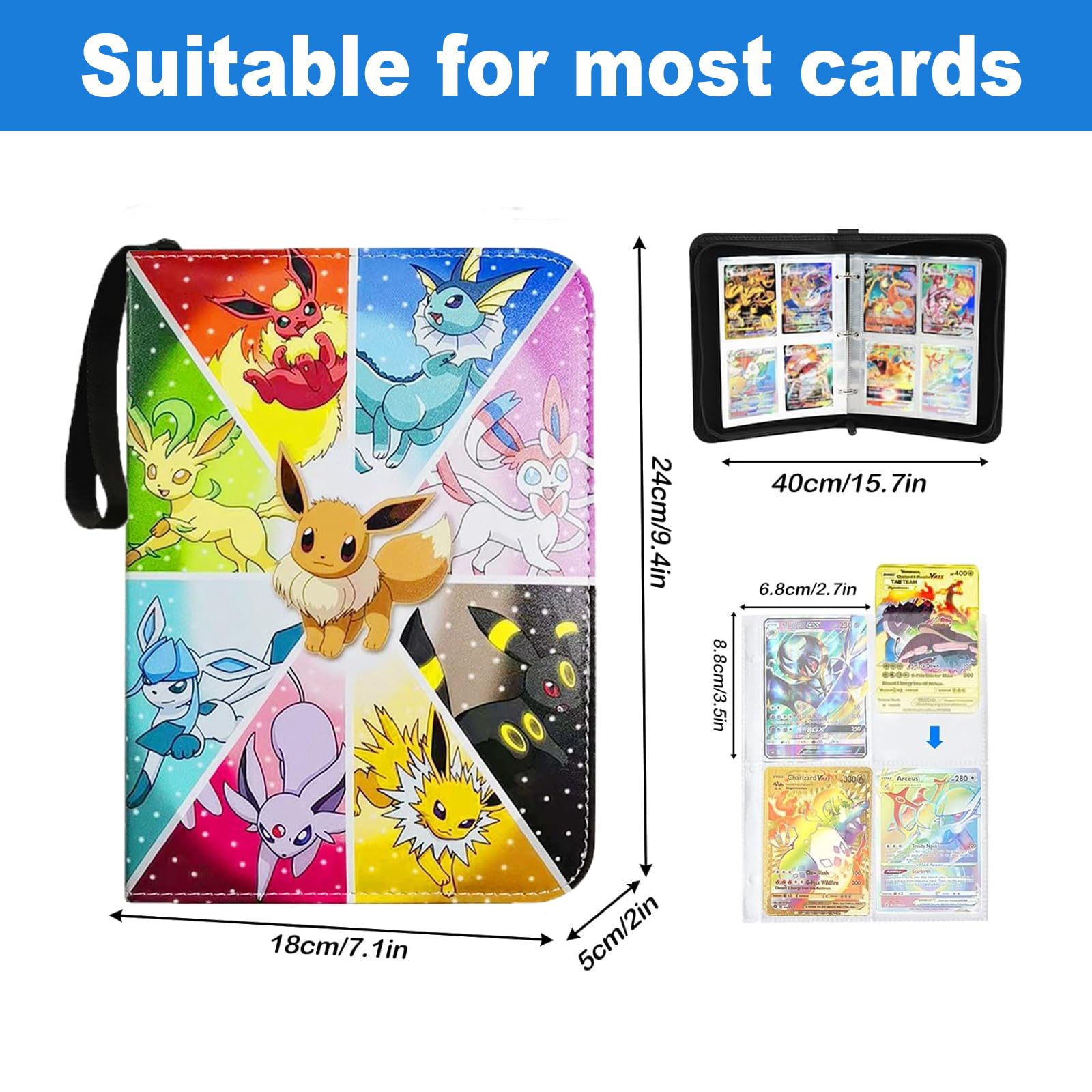 Sammelkarten Album Mit 400 Taschen, Wasserdicht, PU Leder, Reißverschluss – Ideal Für Trading Cards