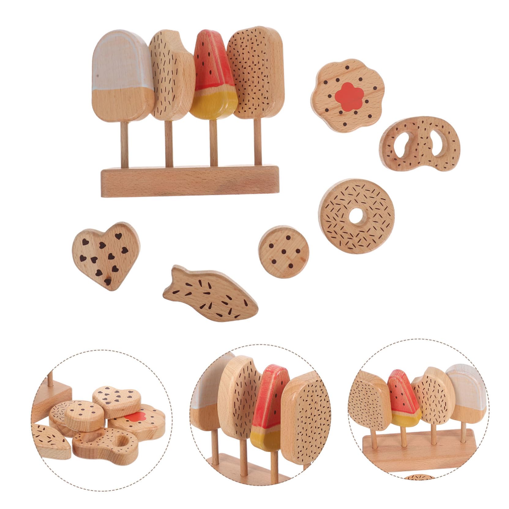 BESPORTBLE Giocattolo in Legno per Gelato e Ciambelle per Ragazzo Ragazza Cibo Finto per Cucina di Ragazzo Ragazza Accessori da Cucina per Giochi di Ruolo Decorazioni per Feste e Festival