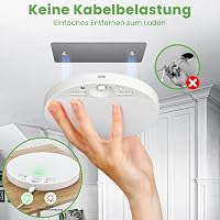 zemty Akkumulátoros Mennyezeti Lámpa Mozgásérzékelővel - 16 cm Kerek LED Lámpatest, 3 Színhőmérséklet, Tölthető, Vezeték Nélküli, Fürdőszobá 2