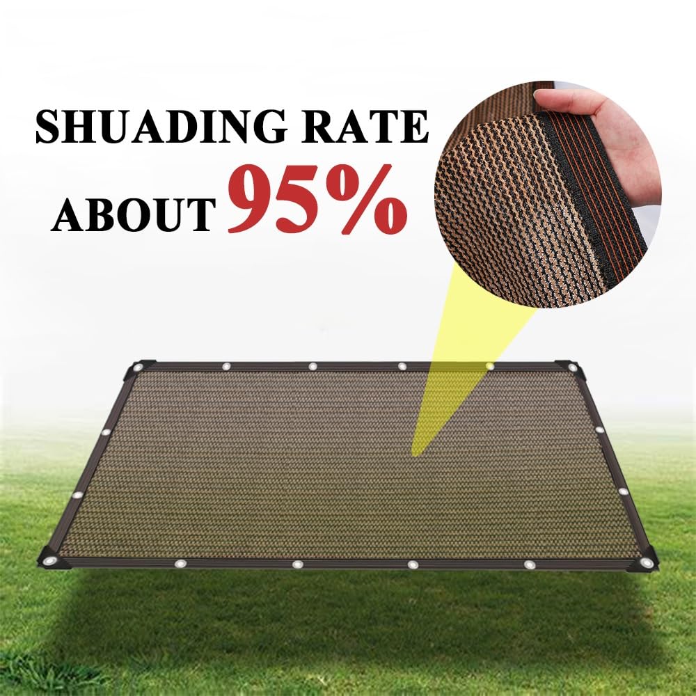 Shade Cloth 95% Shading Cover Privacy Brown Sun Shade Net 3.3X16.4FT 13X49.2FT 16.4X19.7FT 26X32.8FT for Green House, Garden, Pergola, Pools, Dump Truck (Color : Brown, Size : 2x3.0m/6.6x9.9ft)