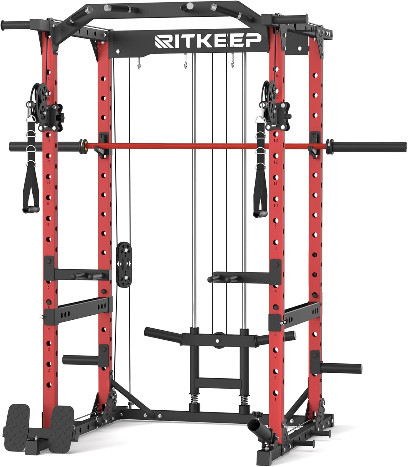 RitKeep Fitness RitKeep M10 Power Cage – 1500 lb Capacity with Cable Crossover & Adjustable Pulley